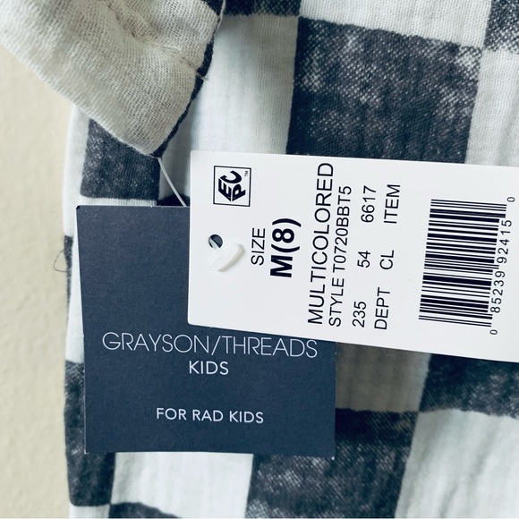 NWT Grayson/Threads Kids Checker Print Cotton Button Up Dress Shirt Top | M/8 - Picture 7 of 8